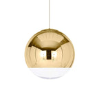 Adjustable Height Pendant Light – Modern Gold and Chrome Mirror Ball Design