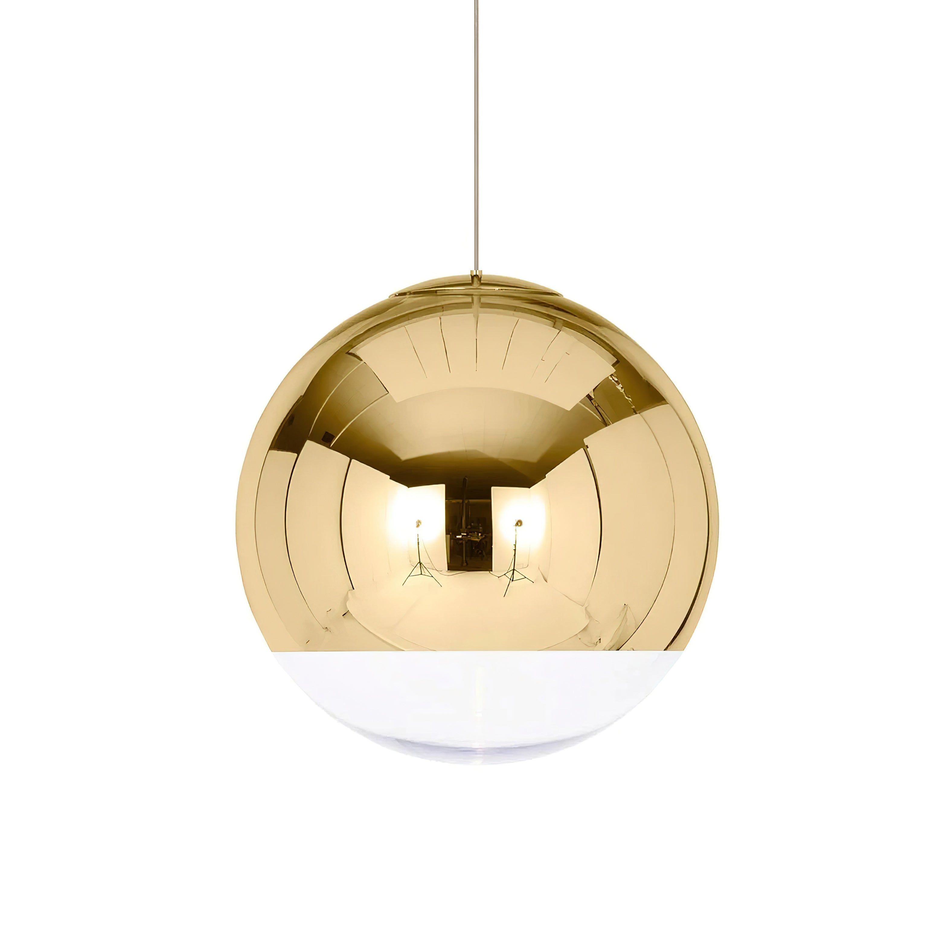 Adjustable Height Pendant Light – Modern Gold and Chrome Mirror Ball Design
