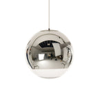 Adjustable Height Pendant Light – Modern Gold and Chrome Mirror Ball Design