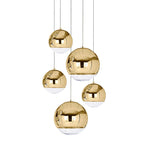 Adjustable Height Pendant Light – Modern Gold and Chrome Mirror Ball Design