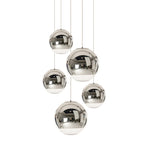 Adjustable Height Pendant Light – Modern Gold and Chrome Mirror Ball Design