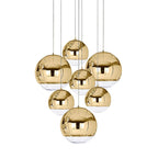 Adjustable Height Pendant Light – Modern Gold and Chrome Mirror Ball Design