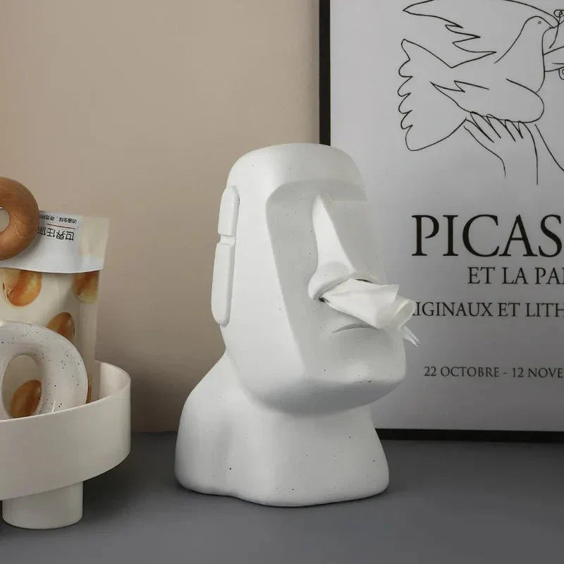 Stylish Resin Tissue Holder for Home Decor – Moai Design Box