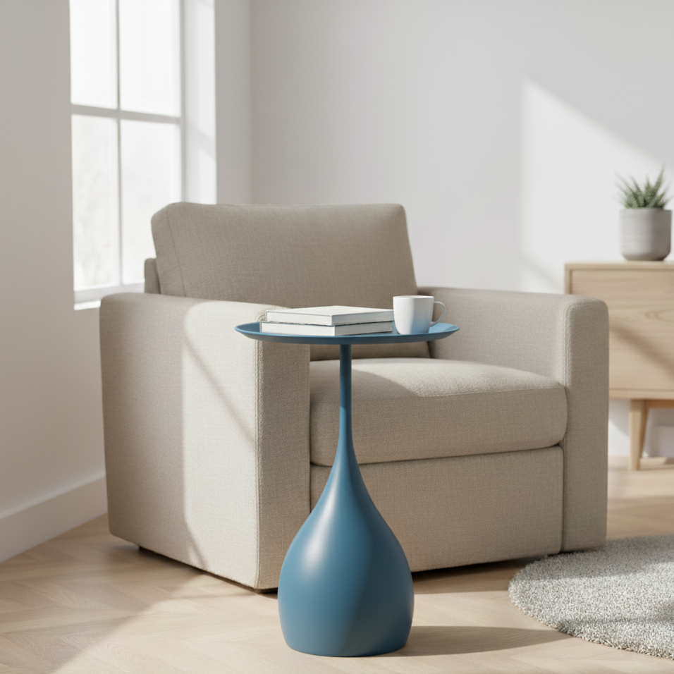 Compact Round Side Table – Elegant Design for Sofa or Bed