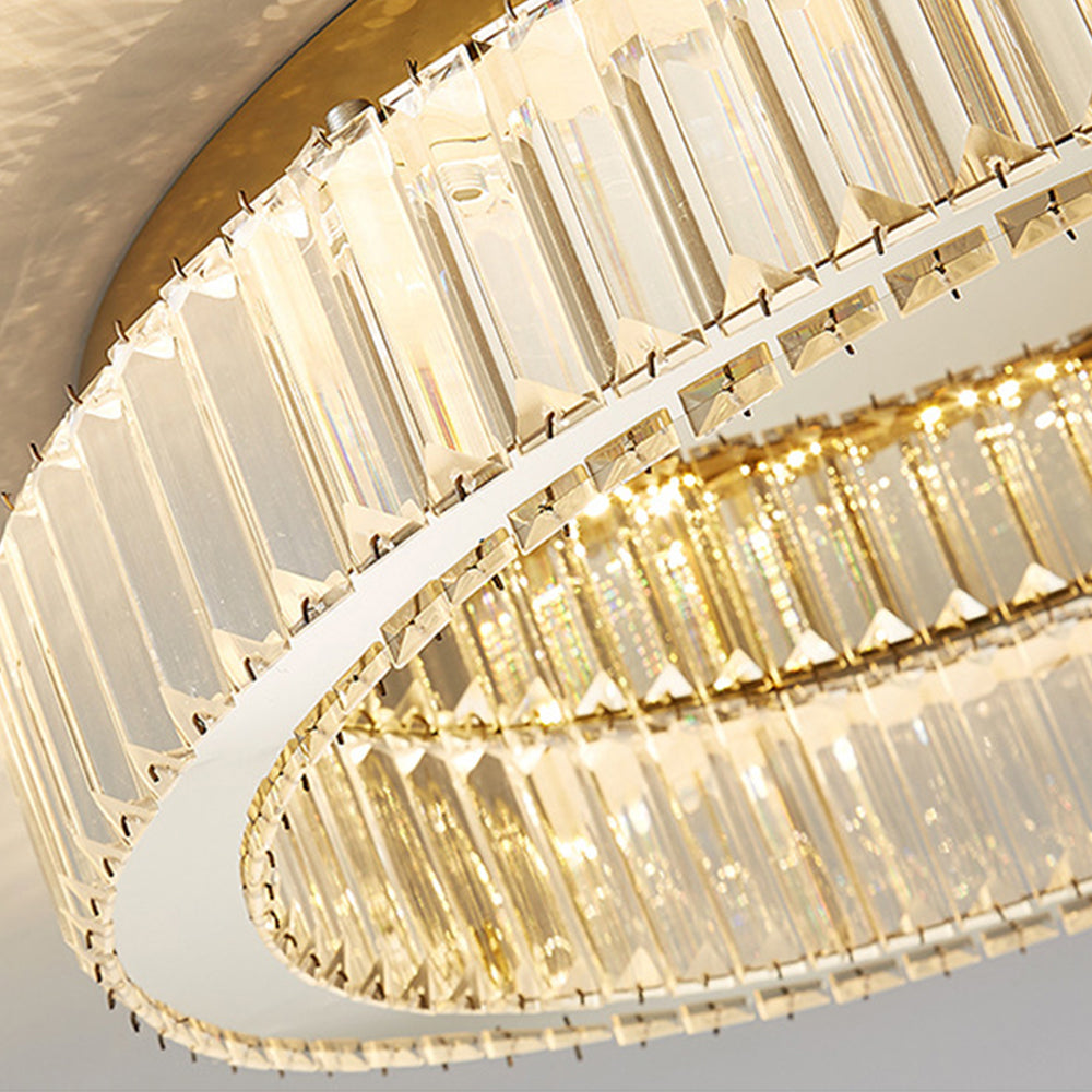 Ceiling Light Fixture with Round Crystal Design and Elegant Gold Finish