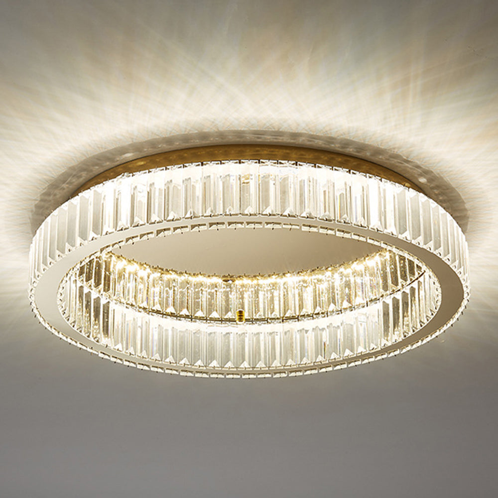 Ceiling Light Fixture with Round Crystal Design and Elegant Gold Finish