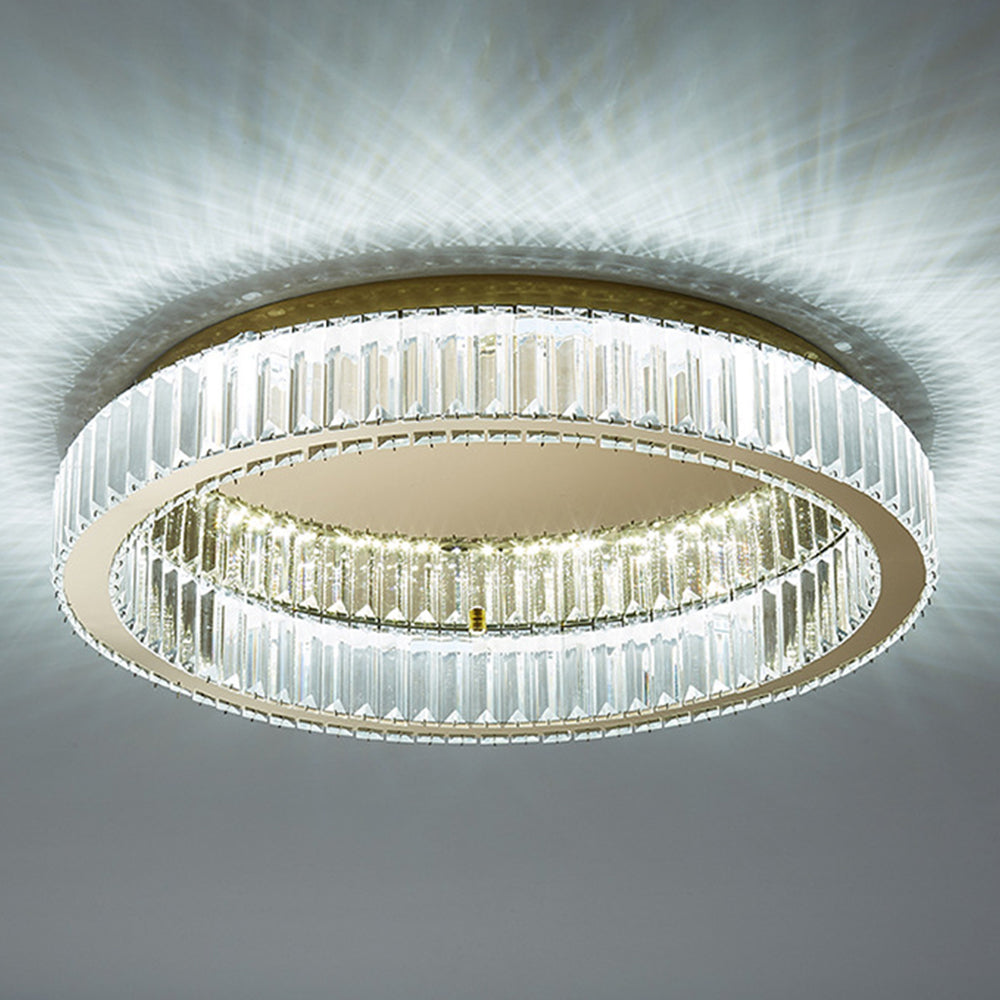 Ceiling Light Fixture with Round Crystal Design and Elegant Gold Finish