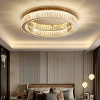 Ceiling Light Fixture with Round Crystal Design and Elegant Gold Finish