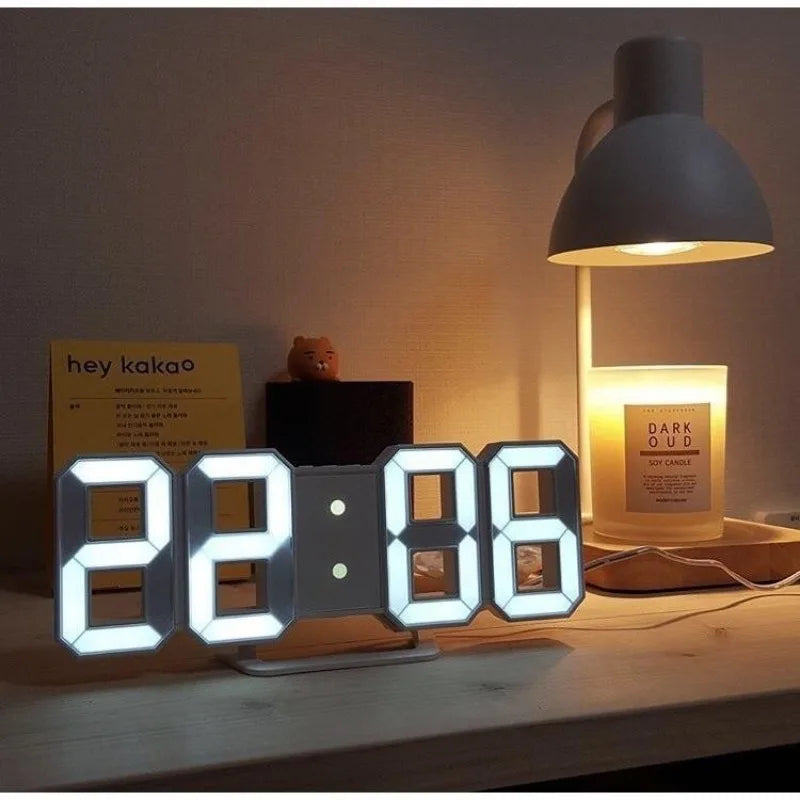 Versatile Wall and Desk 3D LED Clock with Auto Dimming Feature