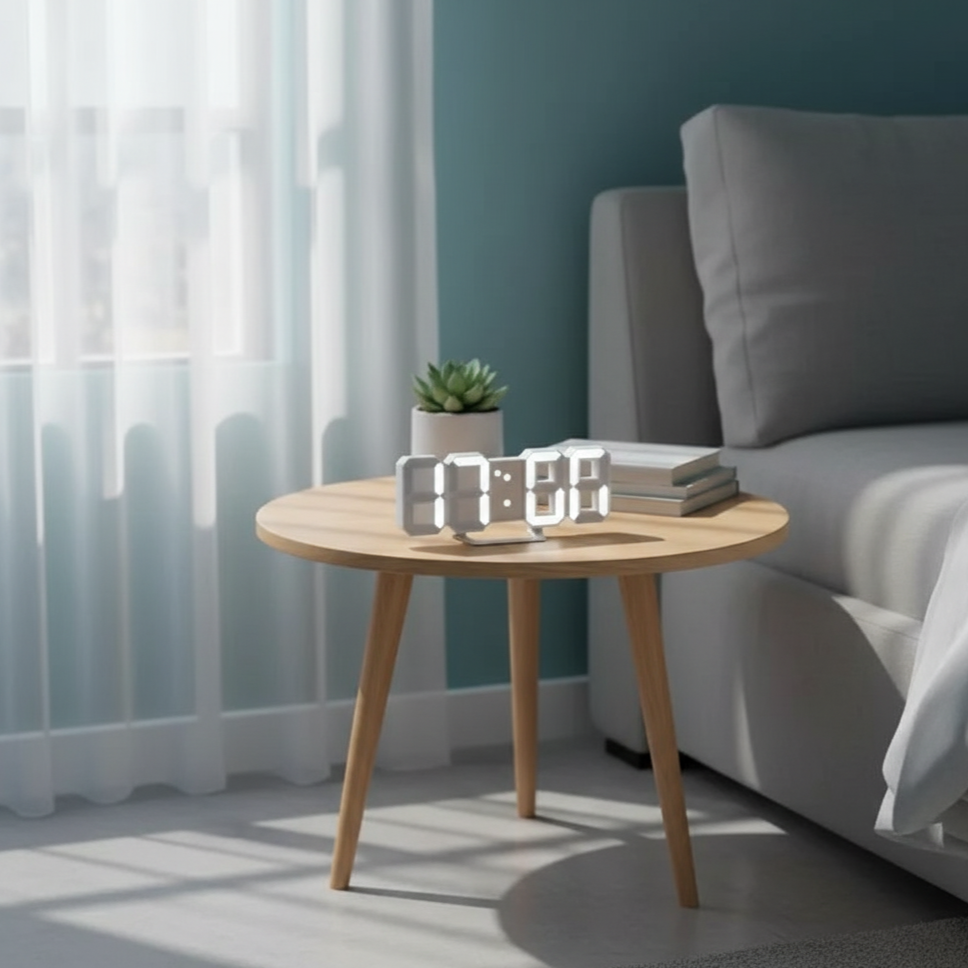 Versatile Wall and Desk 3D LED Clock with Auto Dimming Feature
