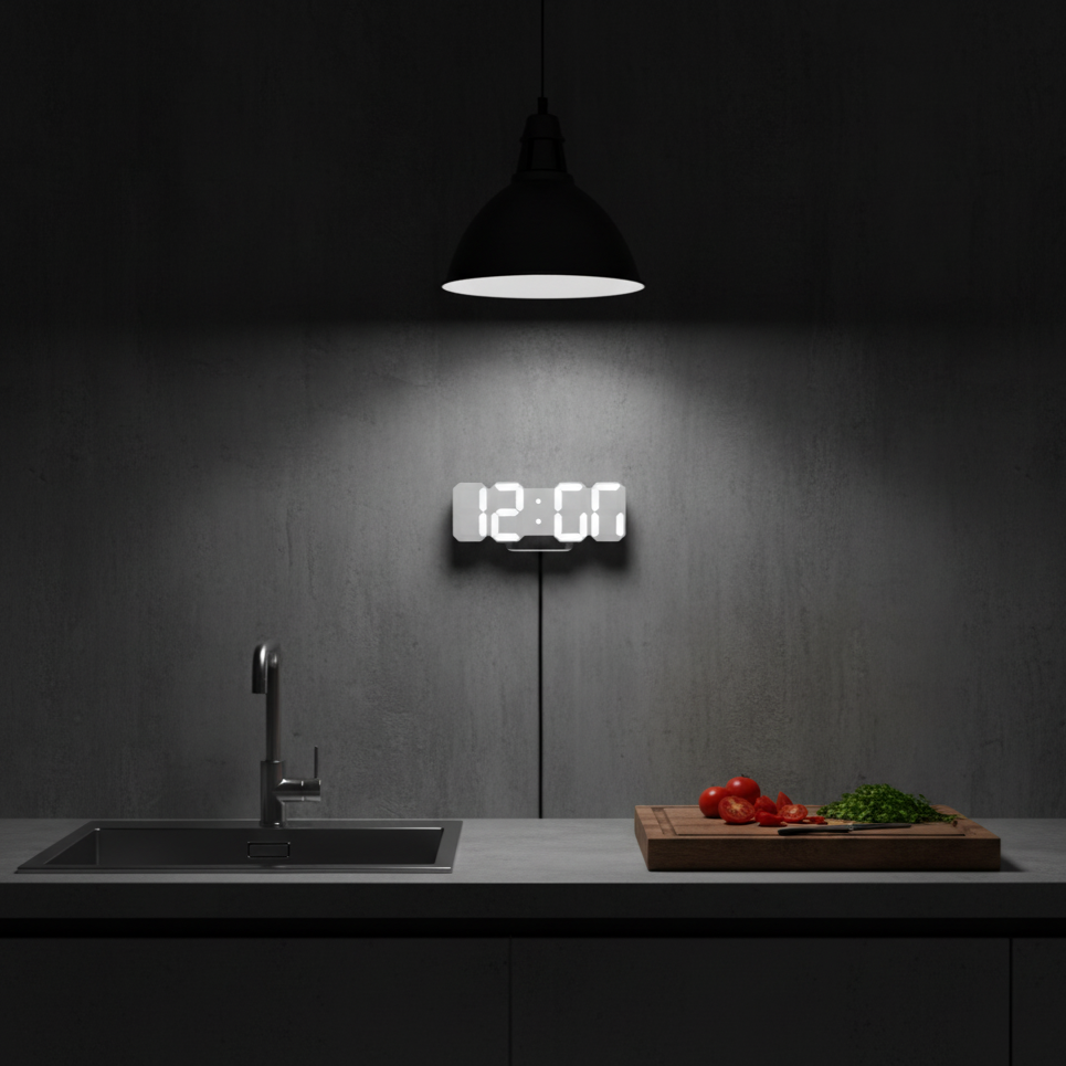 Versatile Wall and Desk 3D LED Clock with Auto Dimming Feature