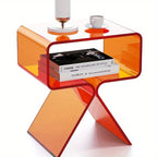 Compact Transparent Acrylic Side Table for Bedroom or Living Room