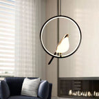 Hanging Lamp with Modern Bird and Ring Design