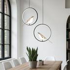 Hanging Lamp with Modern Bird and Ring Design