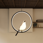 Hanging Lamp with Modern Bird and Ring Design