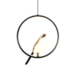 Hanging Lamp with Modern Bird and Ring Design
