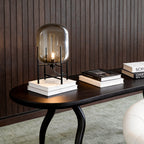 Industrial Standing Lamp with Bubble Glass Shade – Black Floor Light for Living Room, Available in Amber and Smoked Gray