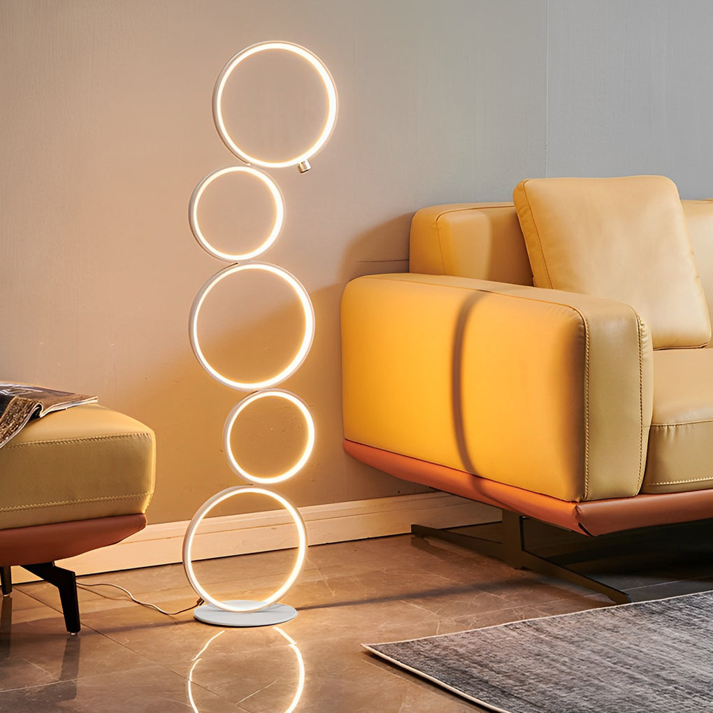 Contemporary Standing Lamp in Black with Five-Ring Touch Dimming Design