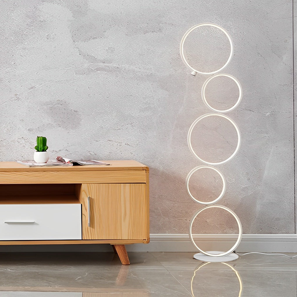 Contemporary Standing Lamp in Black with Five-Ring Touch Dimming Design