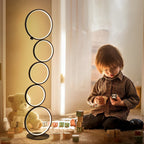 Contemporary Standing Lamp in Black with Five-Ring Touch Dimming Design