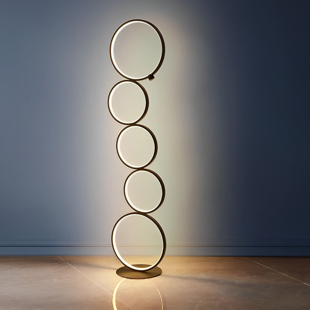 Contemporary Standing Lamp in Black with Five-Ring Touch Dimming Design