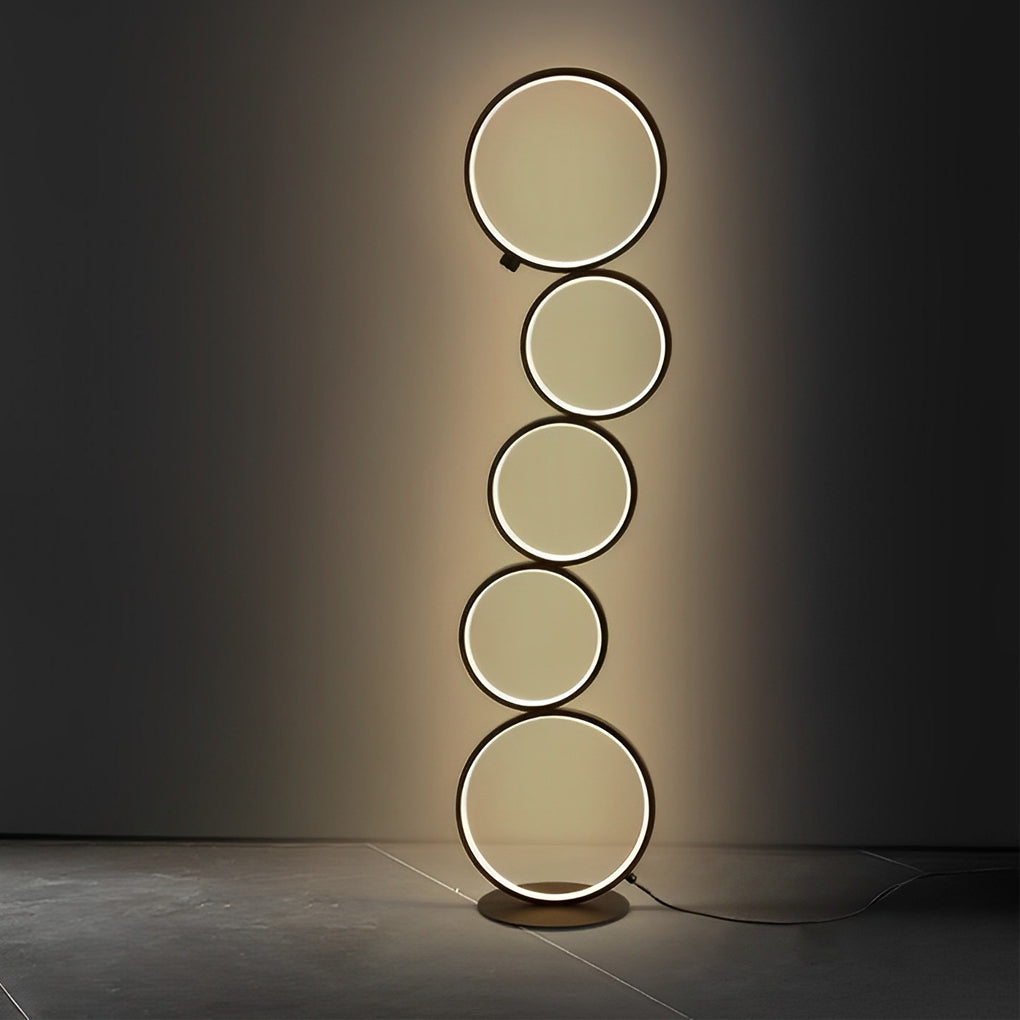 Contemporary Standing Lamp in Black with Five-Ring Touch Dimming Design