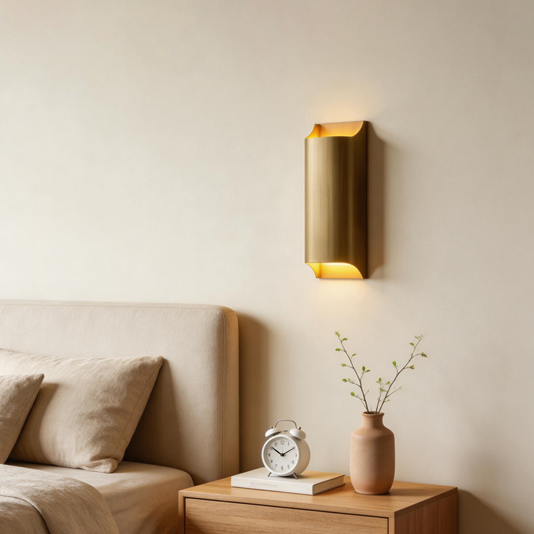 Brass Wall Light Fixture with Adjustable Up and Down Glow – Warm White, Available in Two Sizes, Perfect for Bedrooms and Living Areas