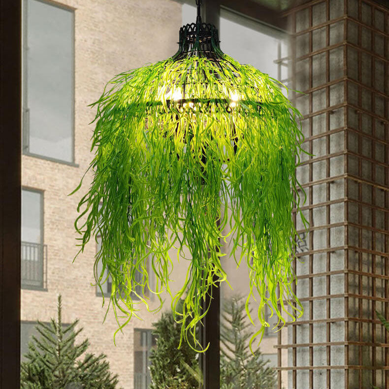 Chandelier Lighting with Faux Plants | Decorative Fixture for Dining and Living Areas