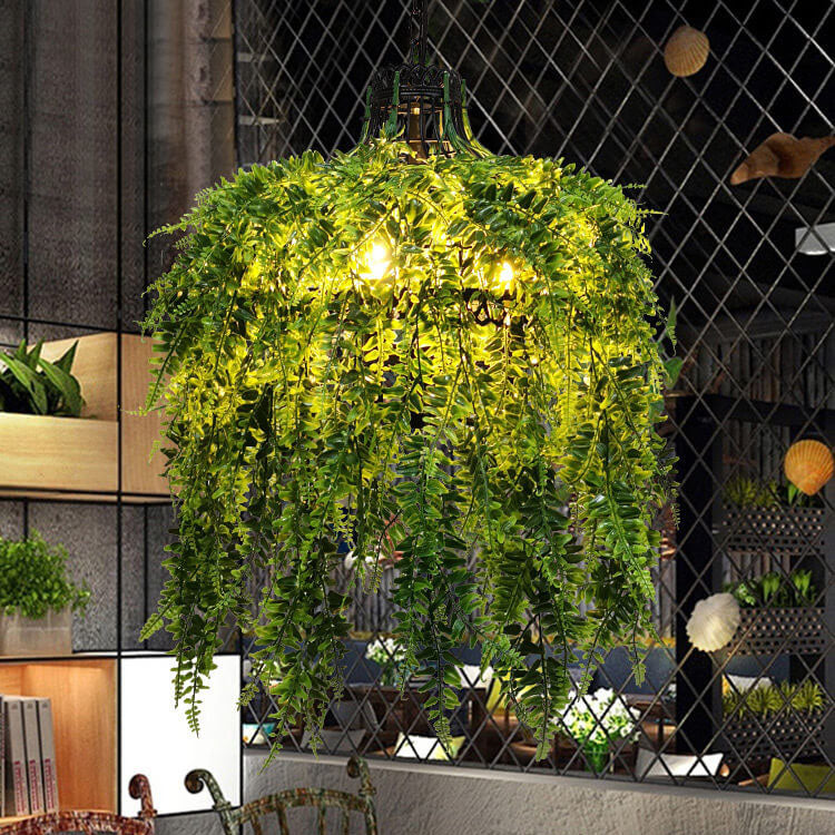 Chandelier Lighting with Faux Plants | Decorative Fixture for Dining and Living Areas