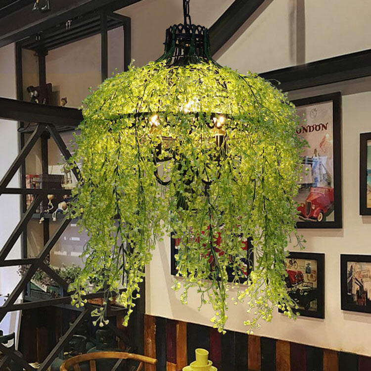Chandelier Lighting with Faux Plants | Decorative Fixture for Dining and Living Areas