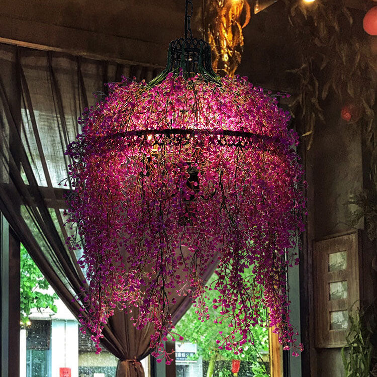 Chandelier Lighting with Faux Plants | Decorative Fixture for Dining and Living Areas