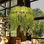 Chandelier Lighting with Faux Plants | Decorative Fixture for Dining and Living Areas