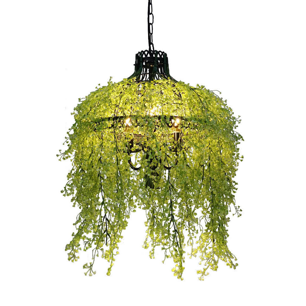 Chandelier Lighting with Faux Plants | Decorative Fixture for Dining and Living Areas
