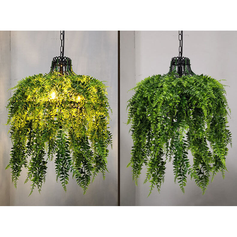Chandelier Lighting with Faux Plants | Decorative Fixture for Dining and Living Areas
