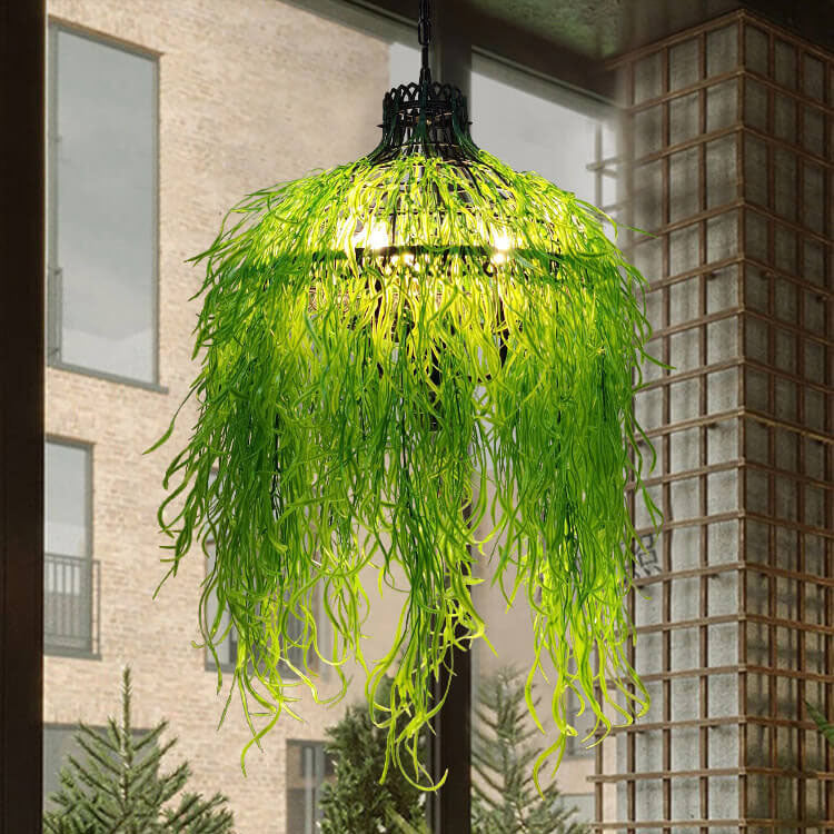 Chandelier Lighting with Faux Plants | Decorative Fixture for Dining and Living Areas