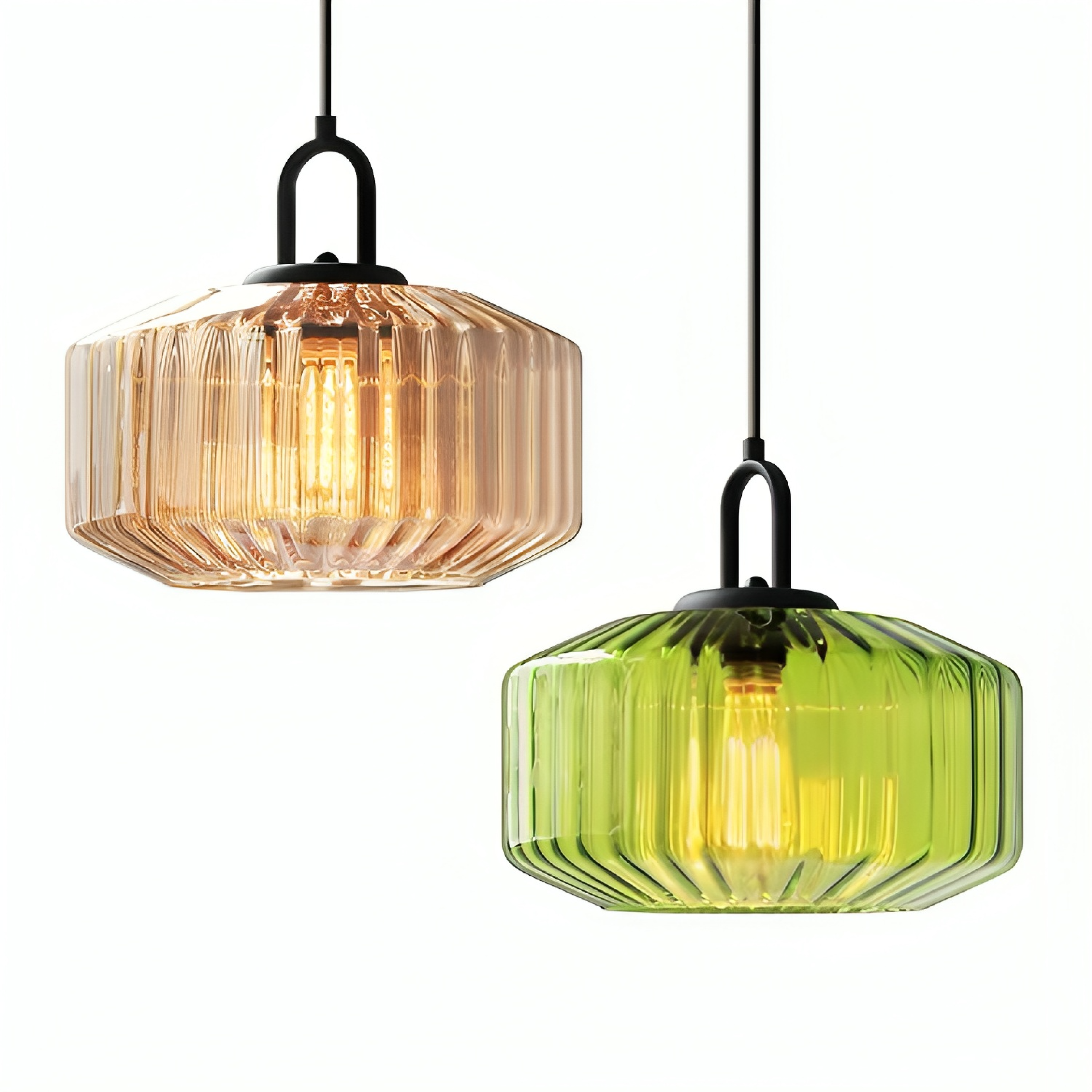 Hanging Lamp with Crystal-Cut Glass Design