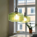 Hanging Lamp with Crystal-Cut Glass Design