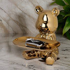 Ceramic Bear Figurine Tray - Chic Coffee Table Storage for Home Décor