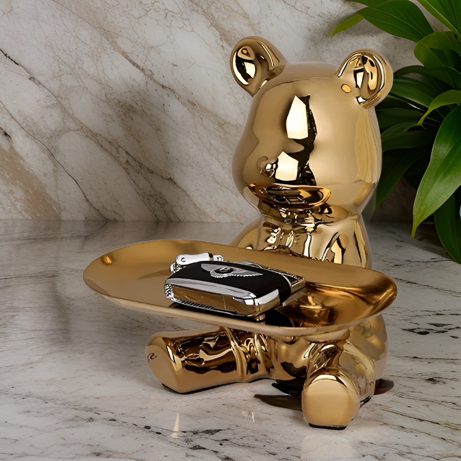 Ceramic Bear Figurine Tray - Chic Coffee Table Storage for Home Décor