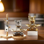 Ceramic Bear Figurine Tray - Chic Coffee Table Storage for Home Décor