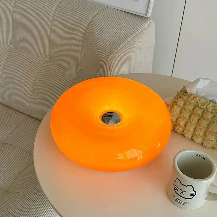 Dimmable LED Glass Desk Lamp – Contemporary Donut Design for Home