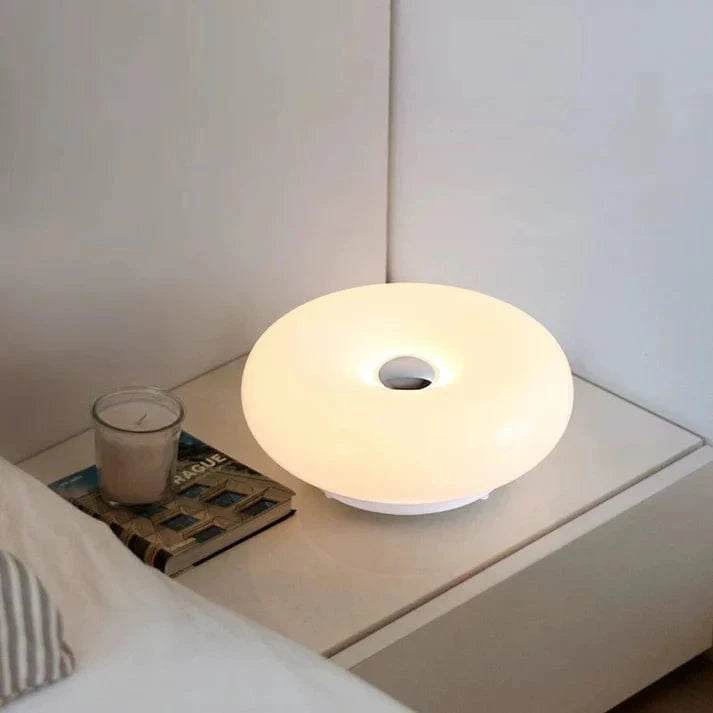 Dimmable LED Glass Desk Lamp – Contemporary Donut Design for Home