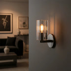 Elegant Industrial Wall Sconce with Textured Glass – Dimmable Crystal Light
