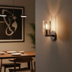 Elegant Industrial Wall Sconce with Textured Glass – Dimmable Crystal Light