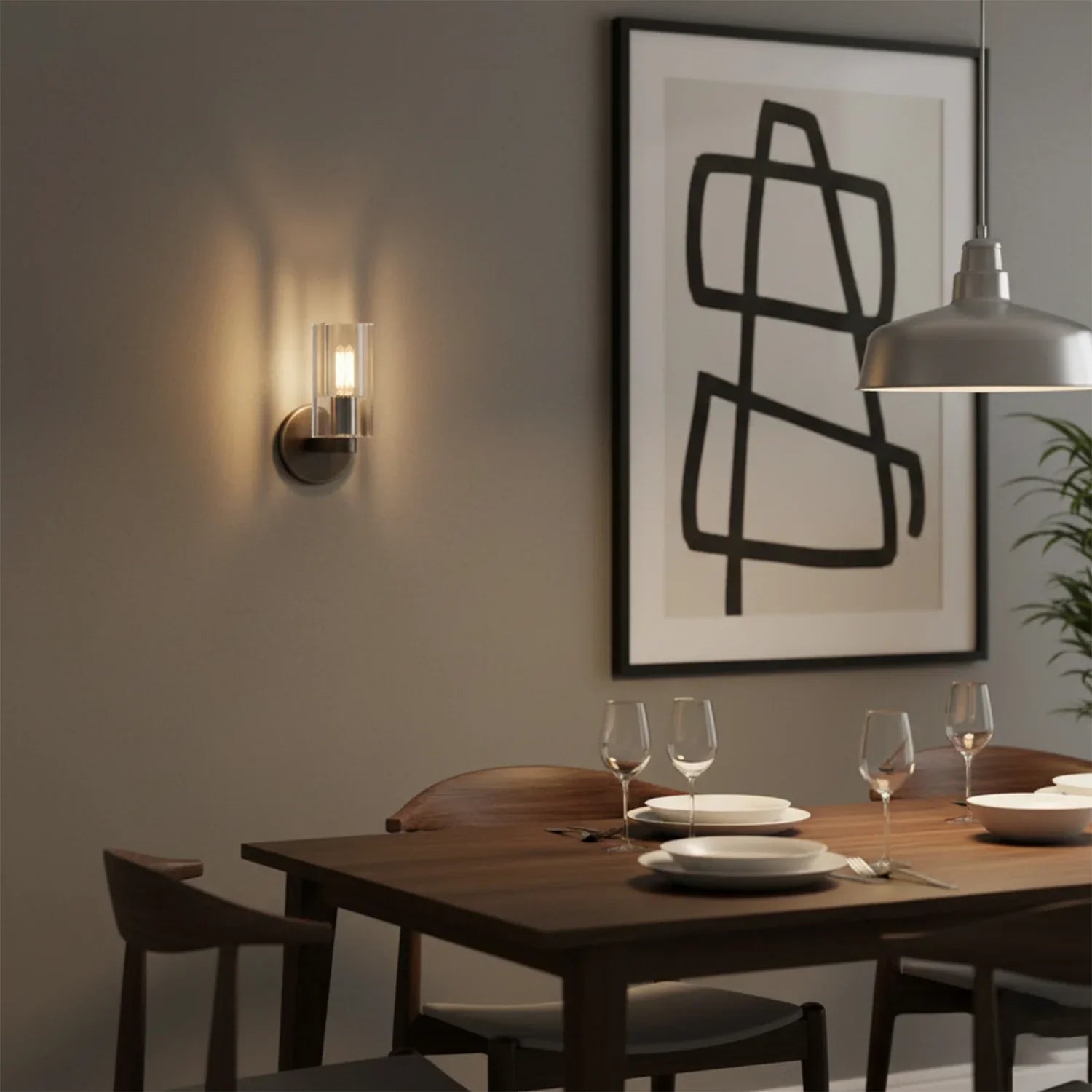Elegant Industrial Wall Sconce with Textured Glass – Dimmable Crystal Light
