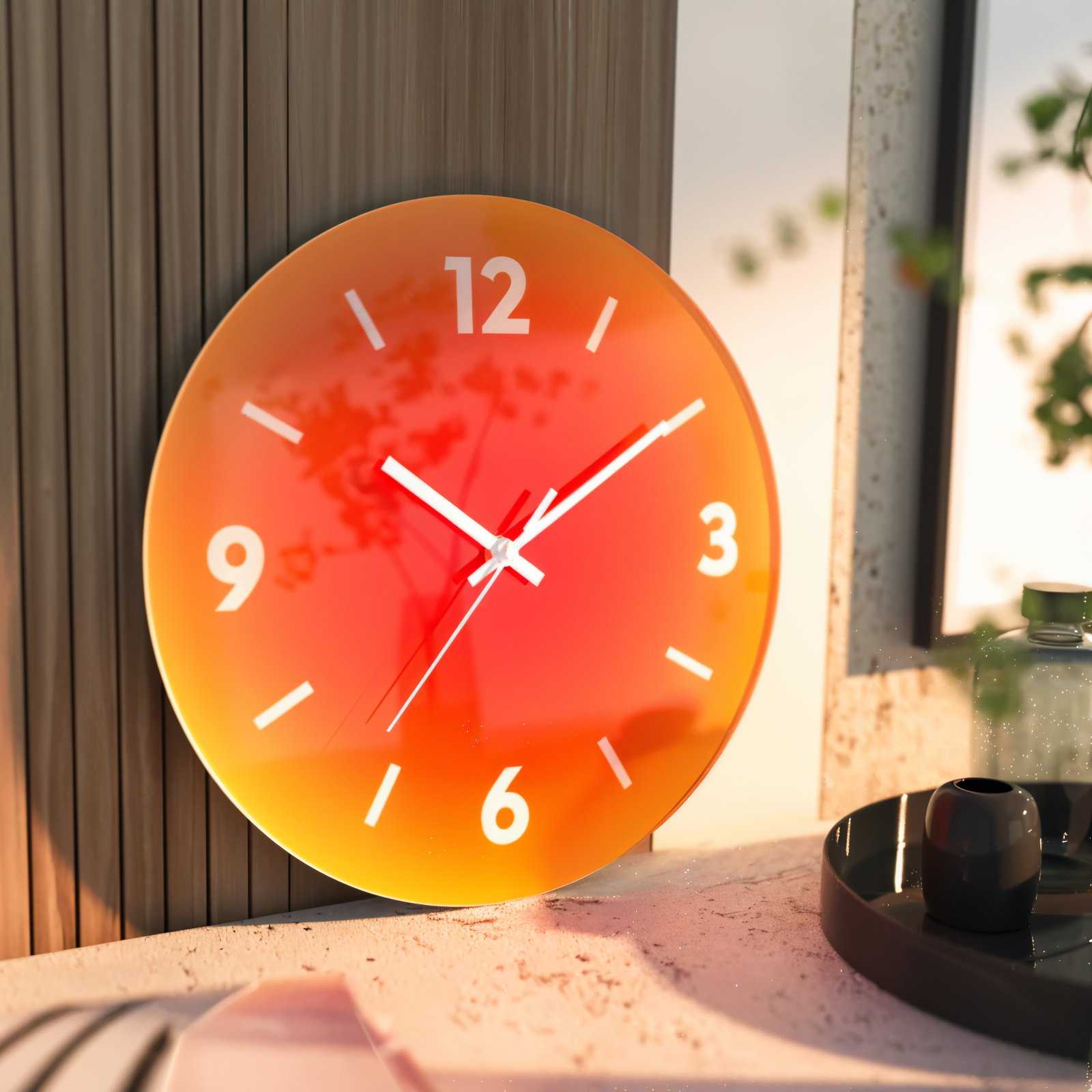 Silent Quartz Movement Glass Wall Clock – 11.81 Inch Color Gradient Decor for Home & Office