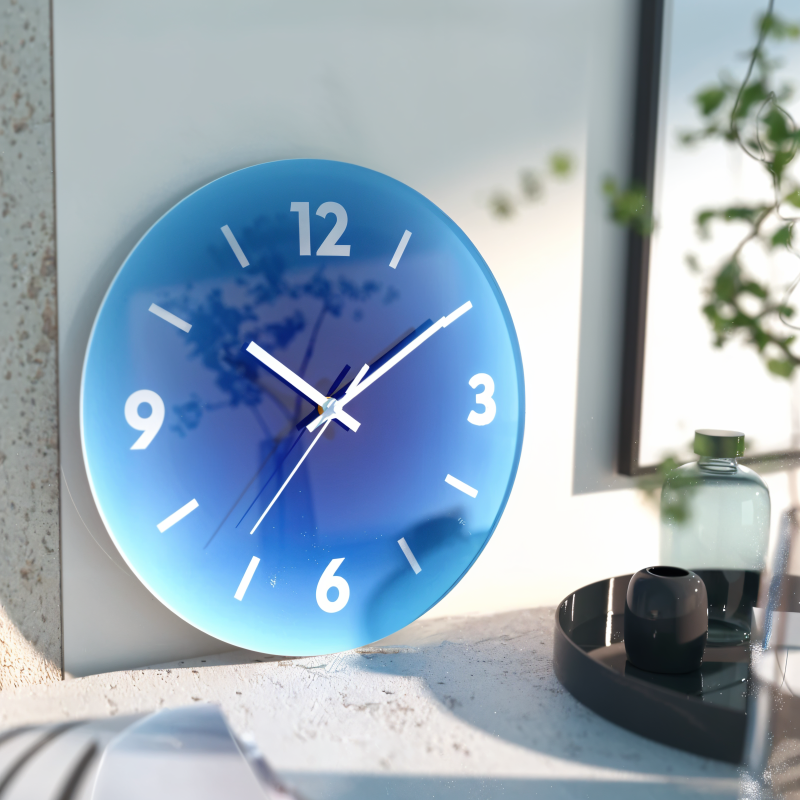 Silent Quartz Movement Glass Wall Clock – 11.81 Inch Color Gradient Decor for Home & Office