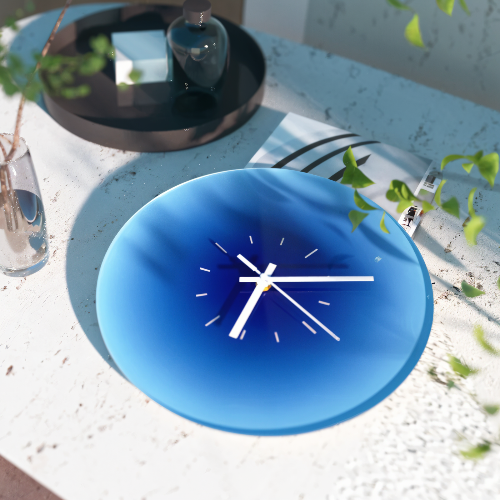 Silent Quartz Movement Glass Wall Clock – 11.81 Inch Color Gradient Decor for Home & Office