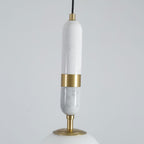 Adjustable LED Pendant Light – Brass and Marble Globe Hanging Fixture