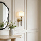 Elegant Wall Lamp with Marble Detail – Contemporary Gold Sconce